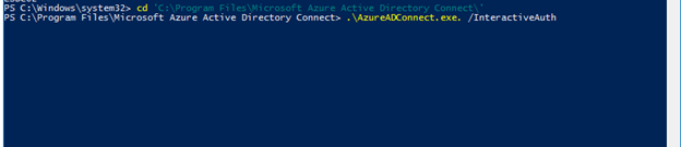 Azure AD Connect Interactive Auth Error