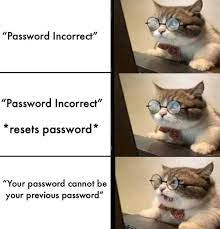 Cybersecurity meme - password reset 