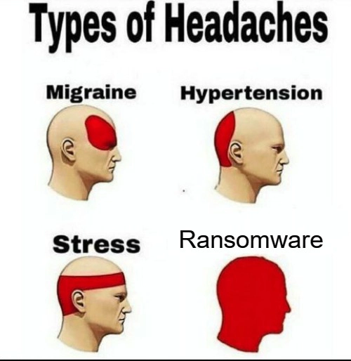 Cybersecurity meme - Ransomware Headache